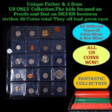 Unique Father & 2 Sons US ONLY Collection,The kids focused on Proofs and Dad on SILVER business stri