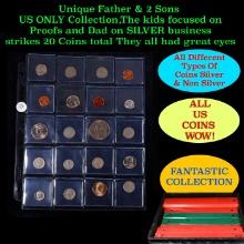 Unique Father & 2 Sons US ONLY Collection,The kids focused on Proofs and Dad on SILVER business stri