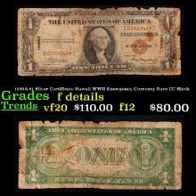 1935A $1 Silver Certificate Hawaii WWII Emergency Currency Rare CC Block Grades f+