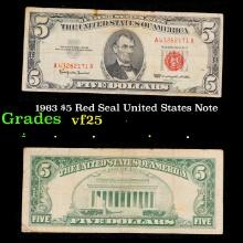 1963 $5 Red Seal United States Note Grades vf+