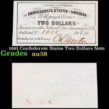 1861 Confederate States Two Dollars Note Grades Choice AU/BU Slider