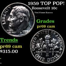 Proof 1959 Roosevelt Dime TOP POP! 10c Graded pr69 cam BY SEGS