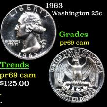 Proof 1963 Washington Quarter 25c Graded pr69 cam BY SEGS