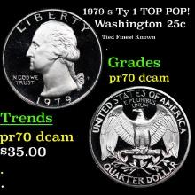 Proof 1979-s Ty 1 Washington Quarter TOP POP! 25c Graded pr70 dcam BY SEGS