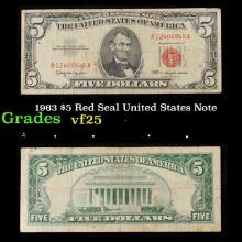 1963 $5 Red Seal United States Note Grades vf+