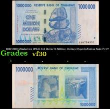 2007-2008 Zimbabwe (ZWR 3rd Dollar) 1 Million Dollars Hyperinflation Note P# 77 Grades vf++