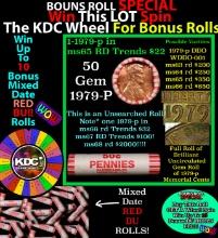 1-10 FREE BU RED Penny rolls with win of this 1979-p SOLID RED BU Lincoln 1c roll incredibly FUN whe