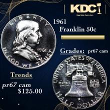 Proof 1961 Franklin Half Dollar 50c Grades GEM++ Proof Cameo