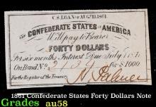 1861 Confederate States Forty Dollars Note Grades Choice AU/BU Slider