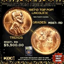 ***Auction Highlight*** 1957-d Lincoln Cent TOP POP! 1c Graded GEM++ RD By USCG (fc)