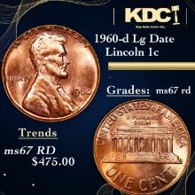 1960-d Lg Date Lincoln Cent 1c Grades GEM++ Unc RD