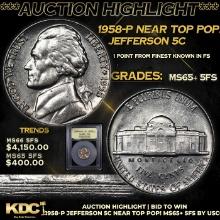 ***Auction Highlight*** 1958-p Jefferson Nickel Near Top Pop! 5c Graded GEM+ 5fs By USCG (fc)