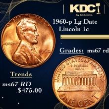 1960-p Lg Date Lincoln Cent 1c Grades GEM++ Unc RD