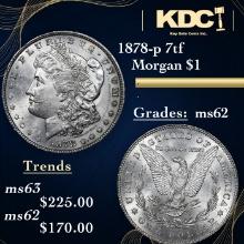 1878-p 7tf Morgan Dollar 1 Grades Select Unc