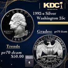 Proof 1992-s Silver Washington Quarter 25c Graded pr70 dcam BY SEGS