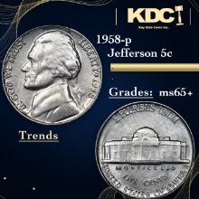 1958-p Jefferson Nickel 5c Grades GEM+ Unc