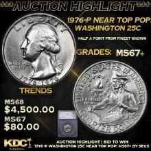 ***Auction Highlight*** 1976-p Washington Quarter Near Top Pop! 25c Graded ms67+ By SEGS (fc)