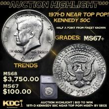 ***Auction Highlight*** 1971-d Kennedy Half Dollar Near Top Pop! 50c Graded ms67+ By SEGS (fc)