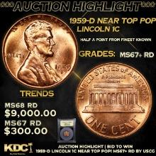 ***Auction Highlight*** 1959-d Lincoln Cent Near Top Pop! 1c Graded GEM++ RD BY USCG (fc)