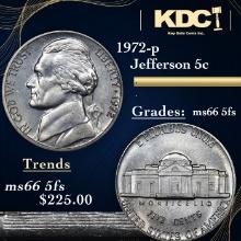 1972-p Jefferson Nickel 5c Grades GEM+ 5fs