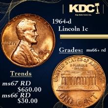 1964-d Lincoln Cent 1c Grades GEM++ RD