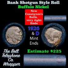 Buffalo Nickel Shotgun Roll in Old Bank Style 'Bell Telephone' Wrapper 1926 & d Mint Ends