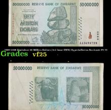 2007-2008 Zimbabwe 50 Million Dollars (3rd Issue ZWR) Hyperinflation Banknote P# 79 Grades vf+