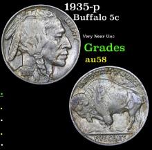 1935-p Buffalo Nickel 5c Grades Choice AU/BU Slider