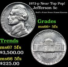 1972-p Jefferson Nickel Near Top Pop! 5c Graded GEM++ 5fs By USCG