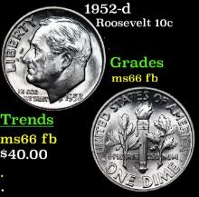 1952-d Roosevelt Dime 10c Grades Gem++ Full Bands