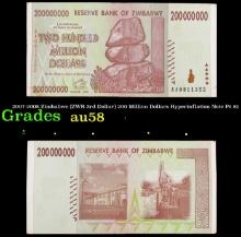 2007-2008 Zimbabwe (ZWR 3rd Dollar) 200 Million Dollars Hyperinflation Note P# 81 Grades Choice AU/B