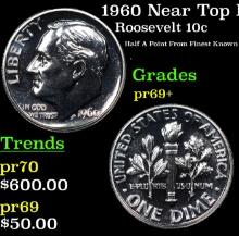 Proof 1960 Roosevelt Dime Near Top Pop! 10c Graded pr69+ BY SEGS