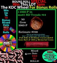 CRAZY Penny Wheel Buy THIS 1960-p solid Red BU Lincoln 1c roll & get 1-10 BU Red rolls FREE WOW