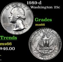 1989-d Washington Quarter 25c Grades GEM+ Unc