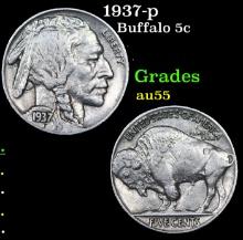 1937-p Buffalo Nickel 5c Grades Choice AU