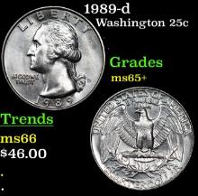 1989-d Washington Quarter 25c Grades GEM+ Unc