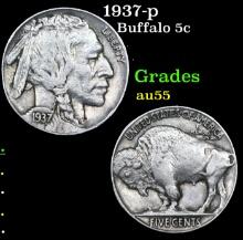 1937-p Buffalo Nickel 5c Grades Choice AU