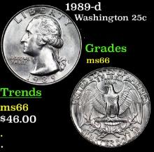 1989-d Washington Quarter 25c Grades GEM+ Unc