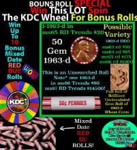 CRAZY Penny Wheel Buy THIS 1963-p solid Red BU Lincoln 1c roll & get 1-10 BU Red rolls FREE WOW