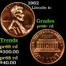 Proof 1962 Lincoln Cent 1c Grades Gem++ Proof Red