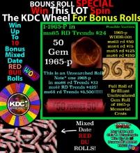 INSANITY The CRAZY Penny Wheel 1000s won so far, WIN this 1965-p BU RED roll get 1-10 FREE