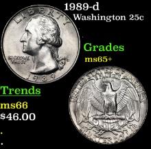 1989-d Washington Quarter 25c Grades GEM+ Unc