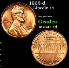 1962-d Lincoln Cent 1c Grades Choice+ Unc RD