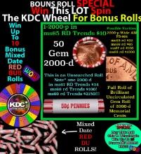 1-10 FREE BU RED Penny rolls with win of this 2000-p SOLID RED BU Lincoln 1c roll incredibly FUN whe