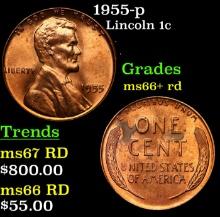 1955-p Lincoln Cent 1c Grades GEM++ RD