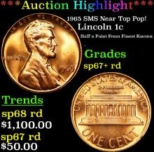 ***Auction Highlight*** 1965 SMS Lincoln Cent Near Top Pop! 1c Graded sp67+ rd By USCG (fc)