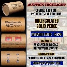 *Uncovered Hoard* - Covered End Roll - Marked "Unc Peace Premium" - Weight shows x20 Coins (FC)