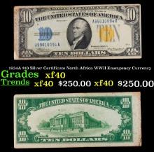 1934A $10 Silver Certificate North Africa WWII Emergency Currency Grades xf