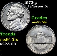 1972-p Jefferson Nickel 5c Grades GEM+ 5fs