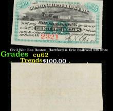 Civil War Era Boston, Hartford & Erie Railroad $35 Note Grades Select CU